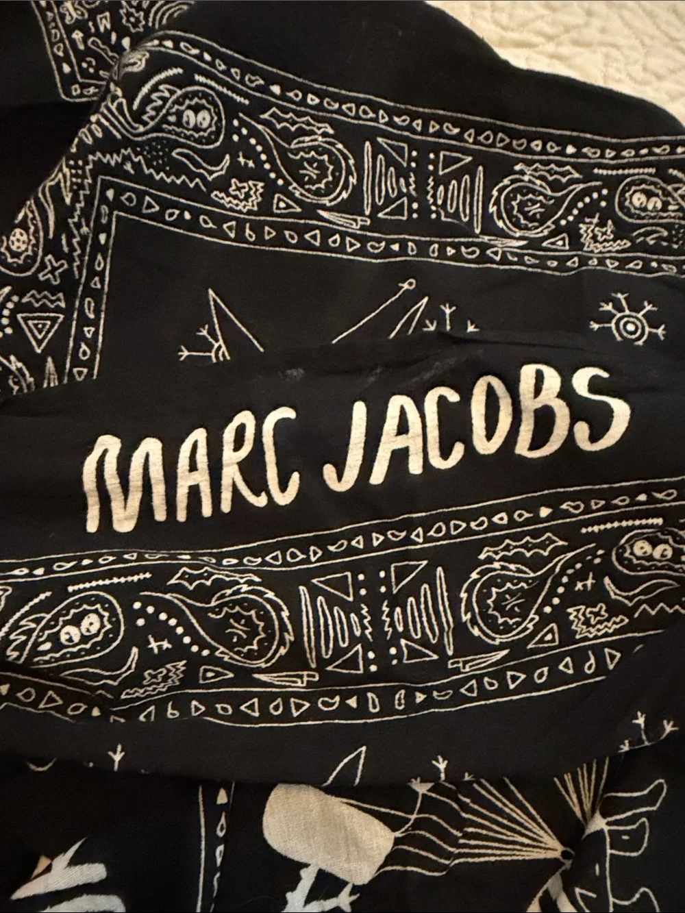 Marc Jacobs Black and White Bandana-Print Scarf Blanket Size 35/65